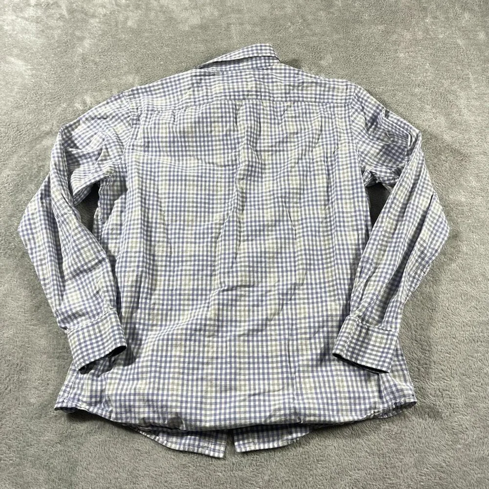 Banana Republic L Men Soft Wash Standard Fit Button Down Purple Plaid Casual‎